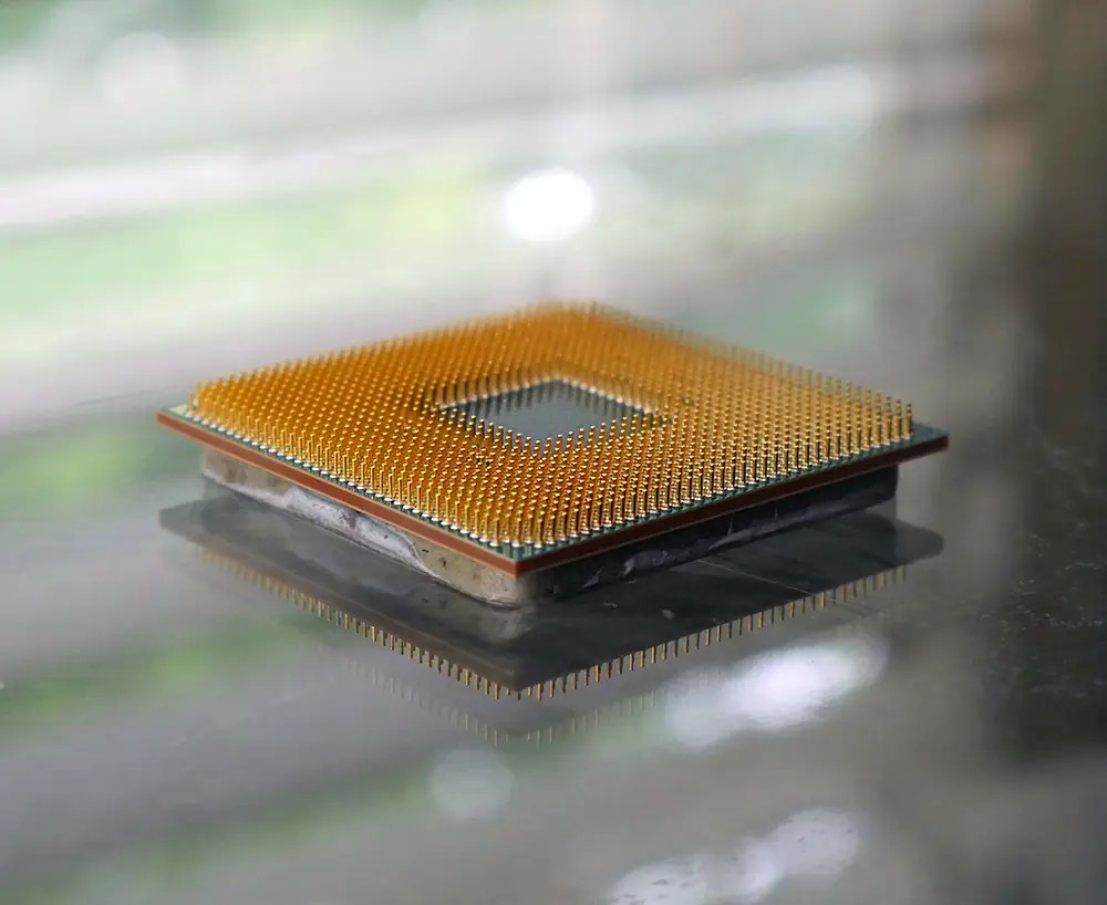 semiconductor-chip-it-infrastructure-manufacturing Close-up of a microprocessor chip used in IT infrastructure and manufacturing systems