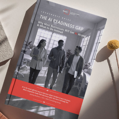 The AI Readiness Gap leadership brief from BACS about preparing a business for successful AI adoption.